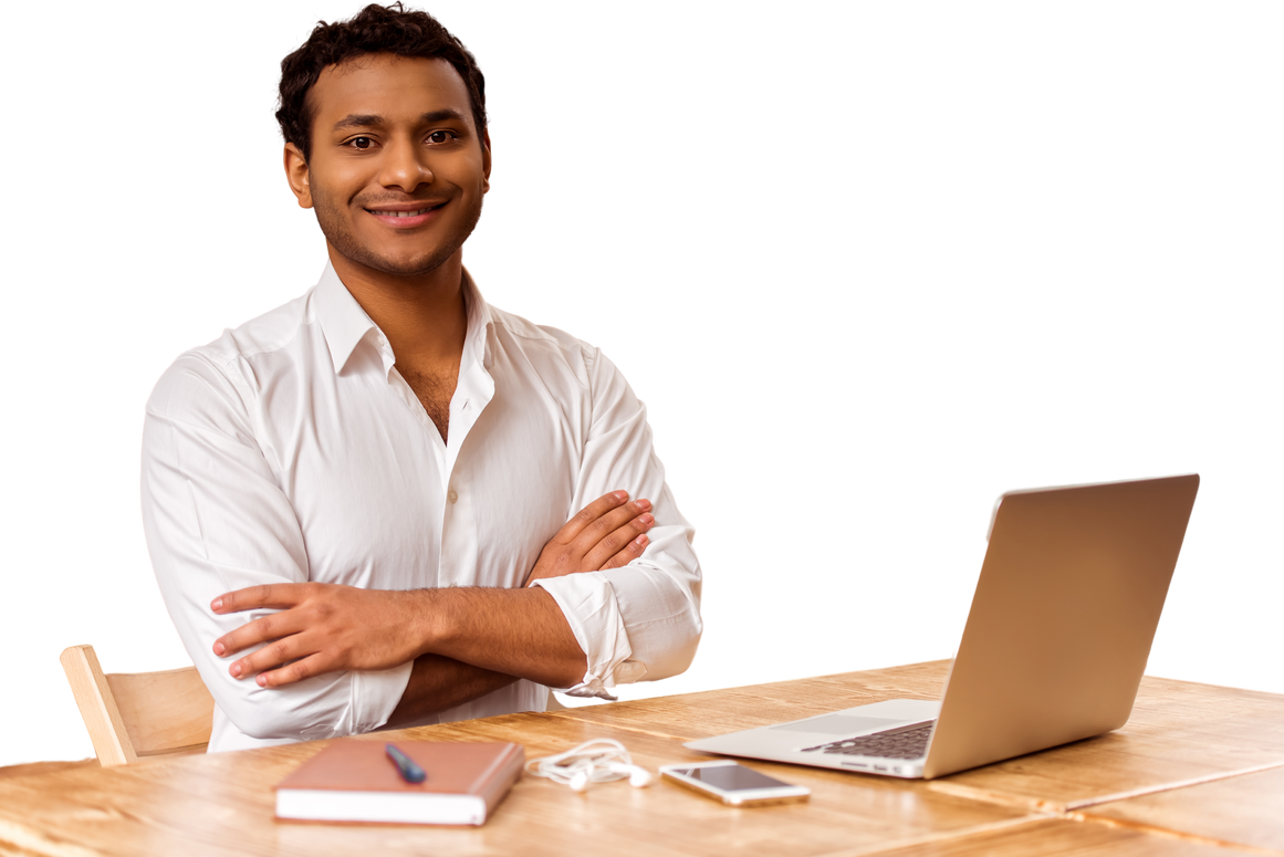 Handsome Afro-American man working