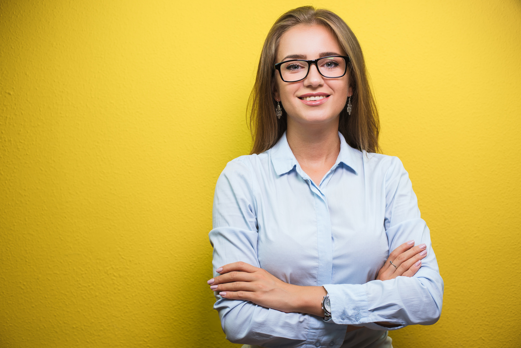 Cute young business woman with glasses