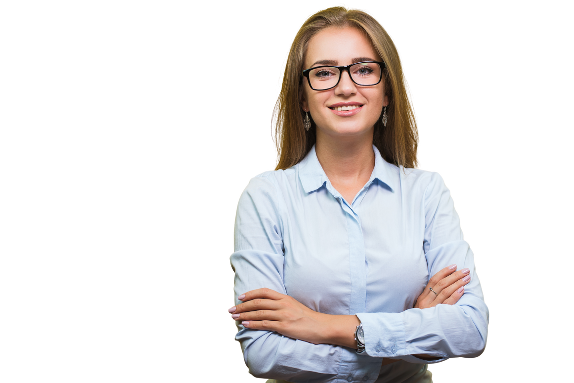 Cute young business woman with glasses